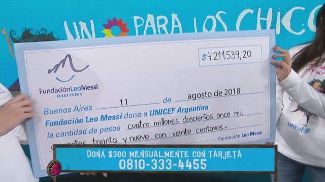 Millonaria donación de Fundación Messi para UNICEF