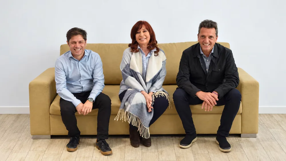 Axel Kicillof, Cristina Kirchner y Sergio Masa